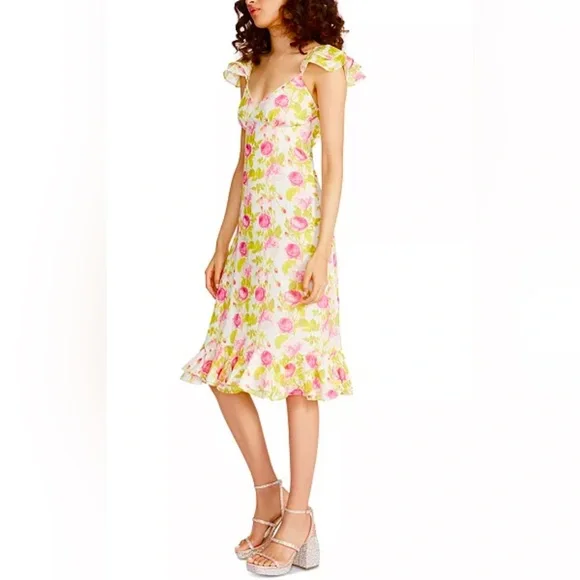 rose print fit and flare dress Short Pink Casual Summer Dress with Floral Print Blush Rose Print / Medium main image 0